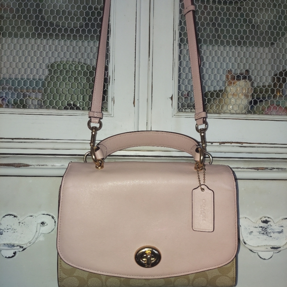 Coach Tilly Signature & Pink Satchel Crossbody - Picture 11 of 16